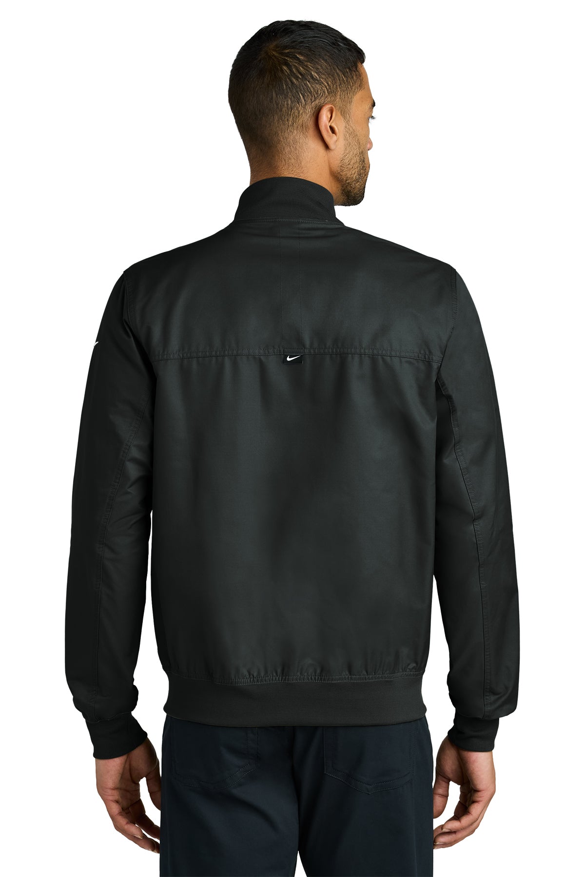 Compass Church Nike Bomber Jacket in Black, back view