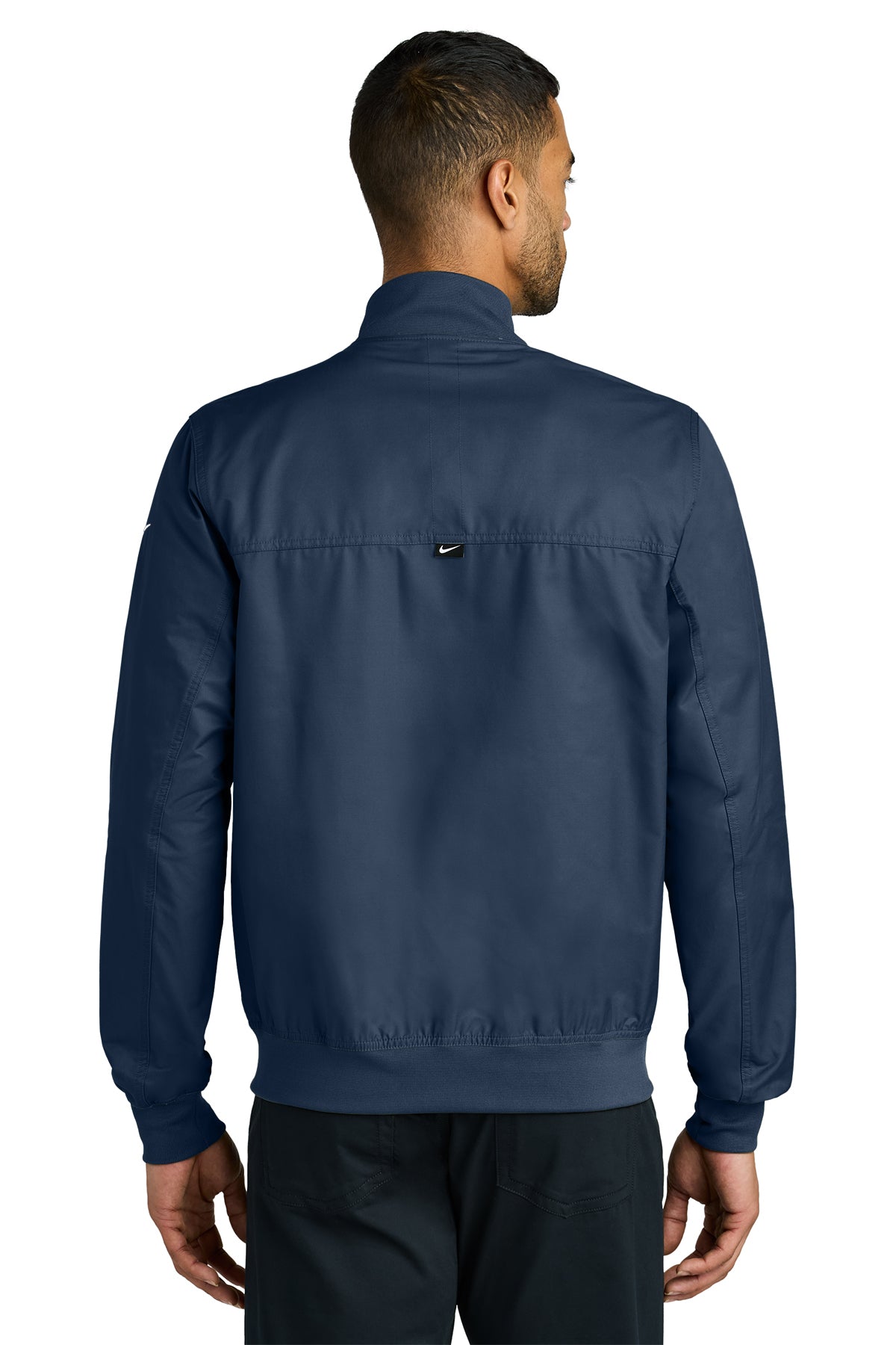 Compass Church Nike Bomber Jacket in Midnight Navy, back view