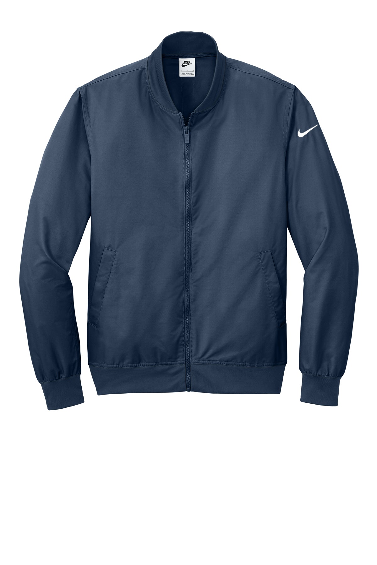 Compass Church Nike Bomber Jacket in Midnight Navy, flat front view
