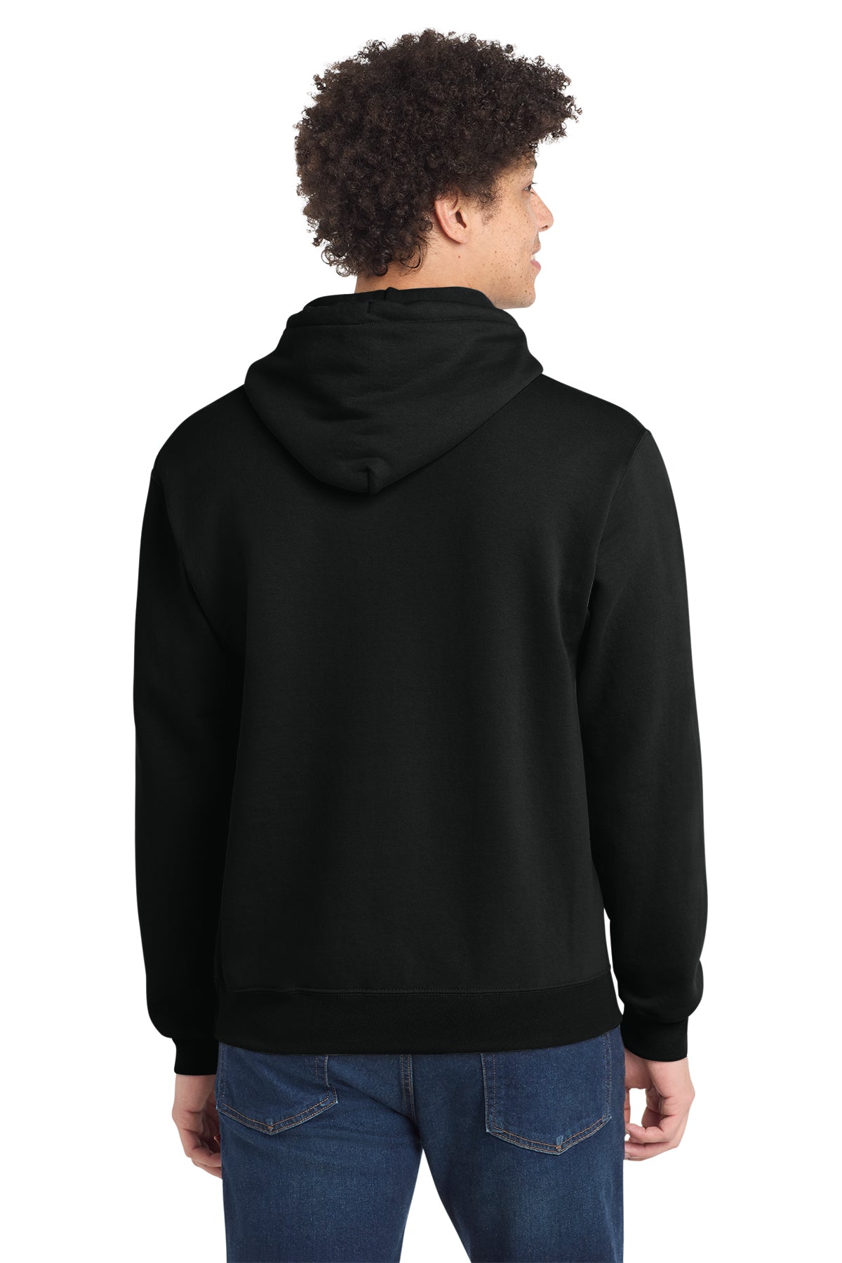 Compass Church Pullover Hooded Sweatshirt in Jet Black, back view
