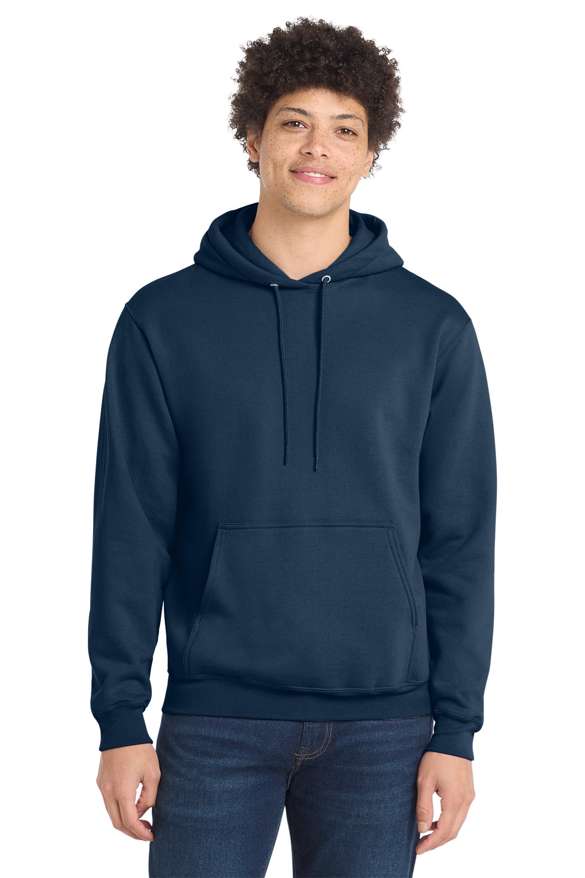 Compass Church Pullover Hooded Sweatshirt in Navy, front view
